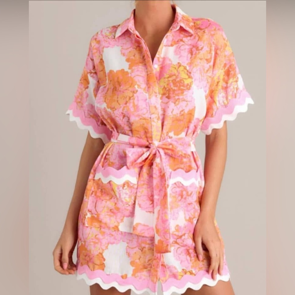 NWT Button Down Ric Rac Tie Shirt Dress.